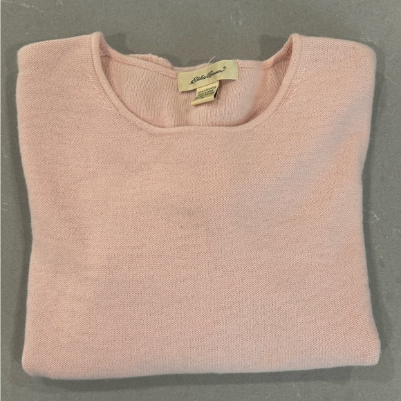 Eddie Bauer 100% Cashmere Long Sleeve Crew Neck Sweater Blush Pink Medium - Picture 5 of 9